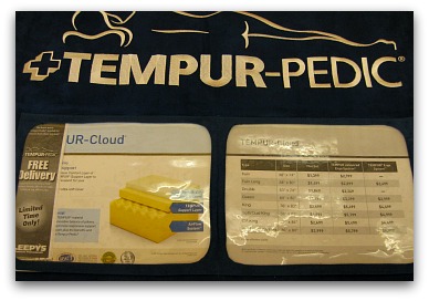 Brochure found on a Tempurpedic Cloud model in the store.