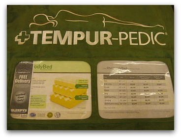 Information on the Tempurpedic Rhapsody brochure seen in the store.