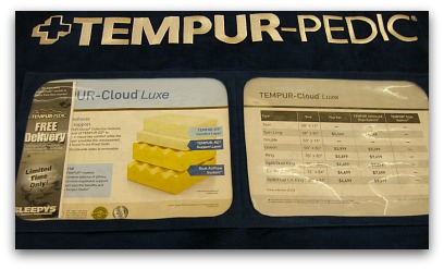 The brochure from Sleepy's showing the info for the Tempurpedic Cloud Luxe.