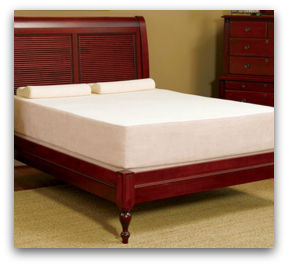 The Rhasody bed on a frame.